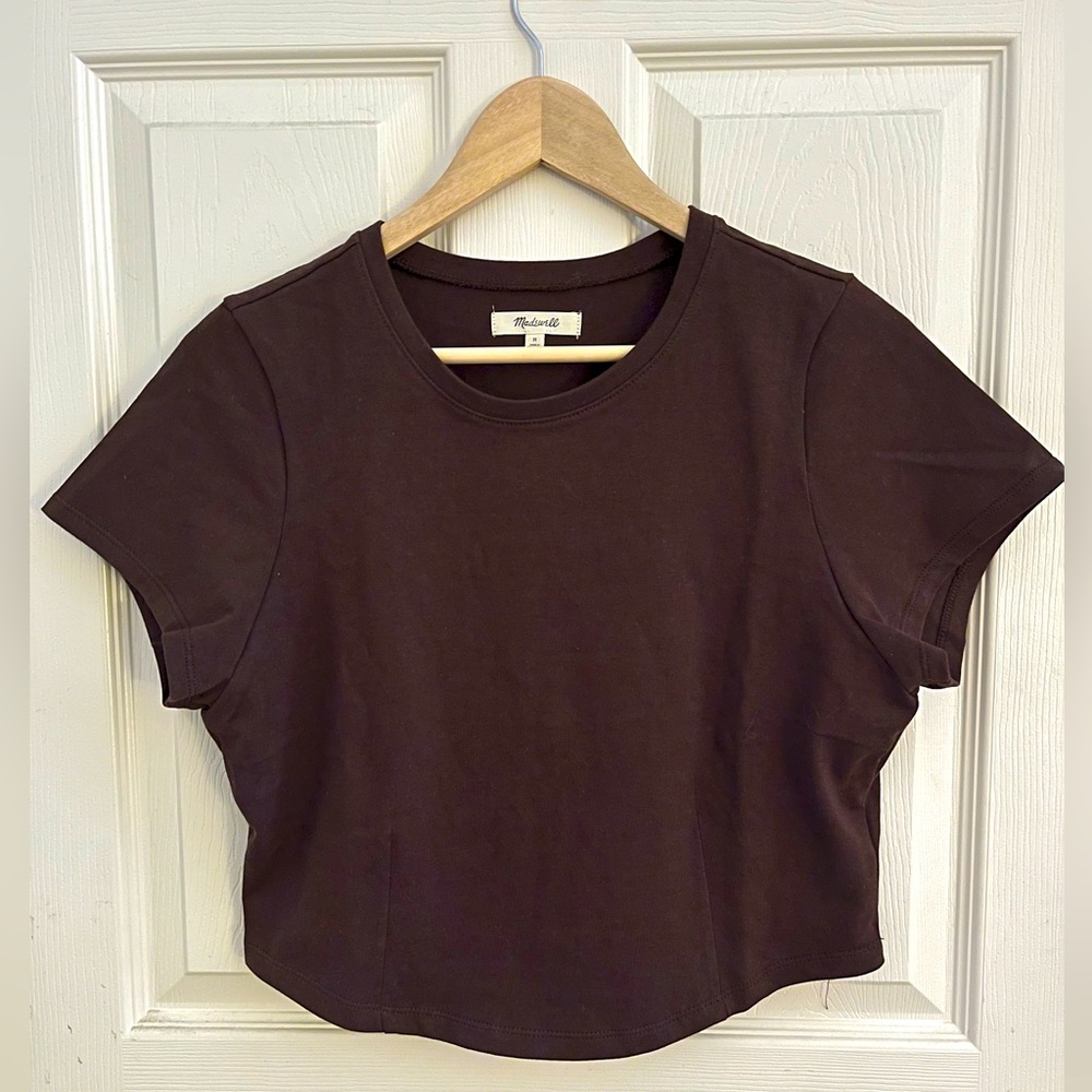 Madewell Heavyweight Jersey Crewneck Tee Dark Coffee Brown